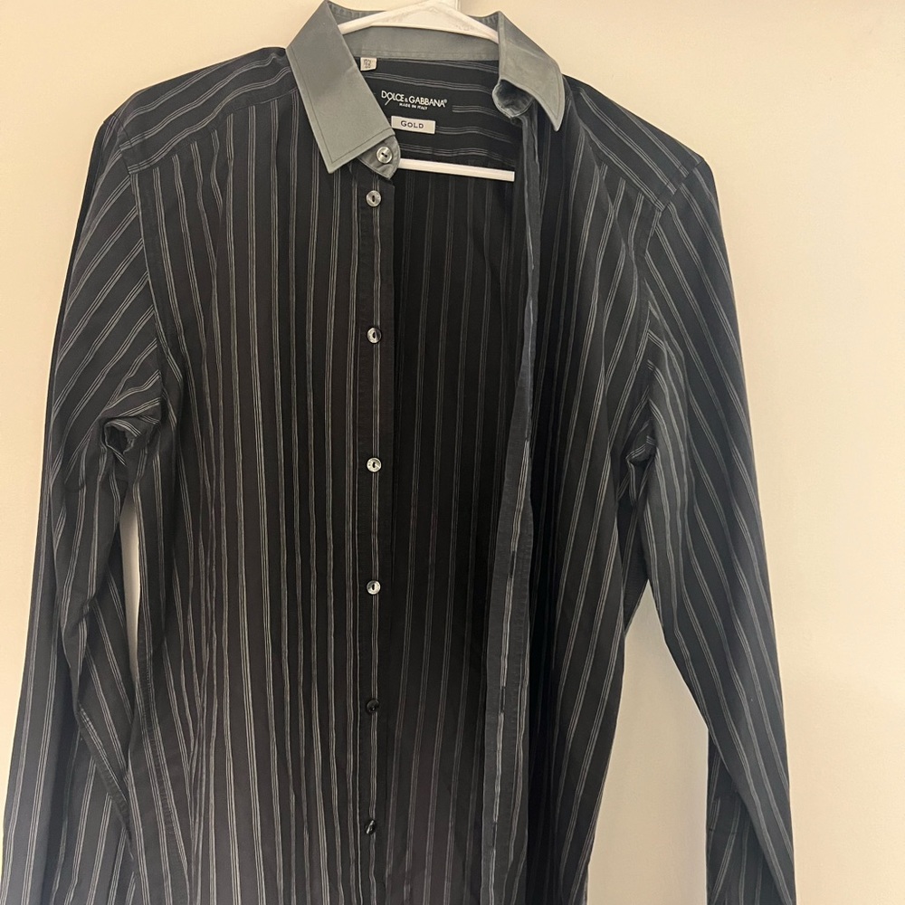 Dolce Cabanna, gray and black striped shirt size 15 1/2 half